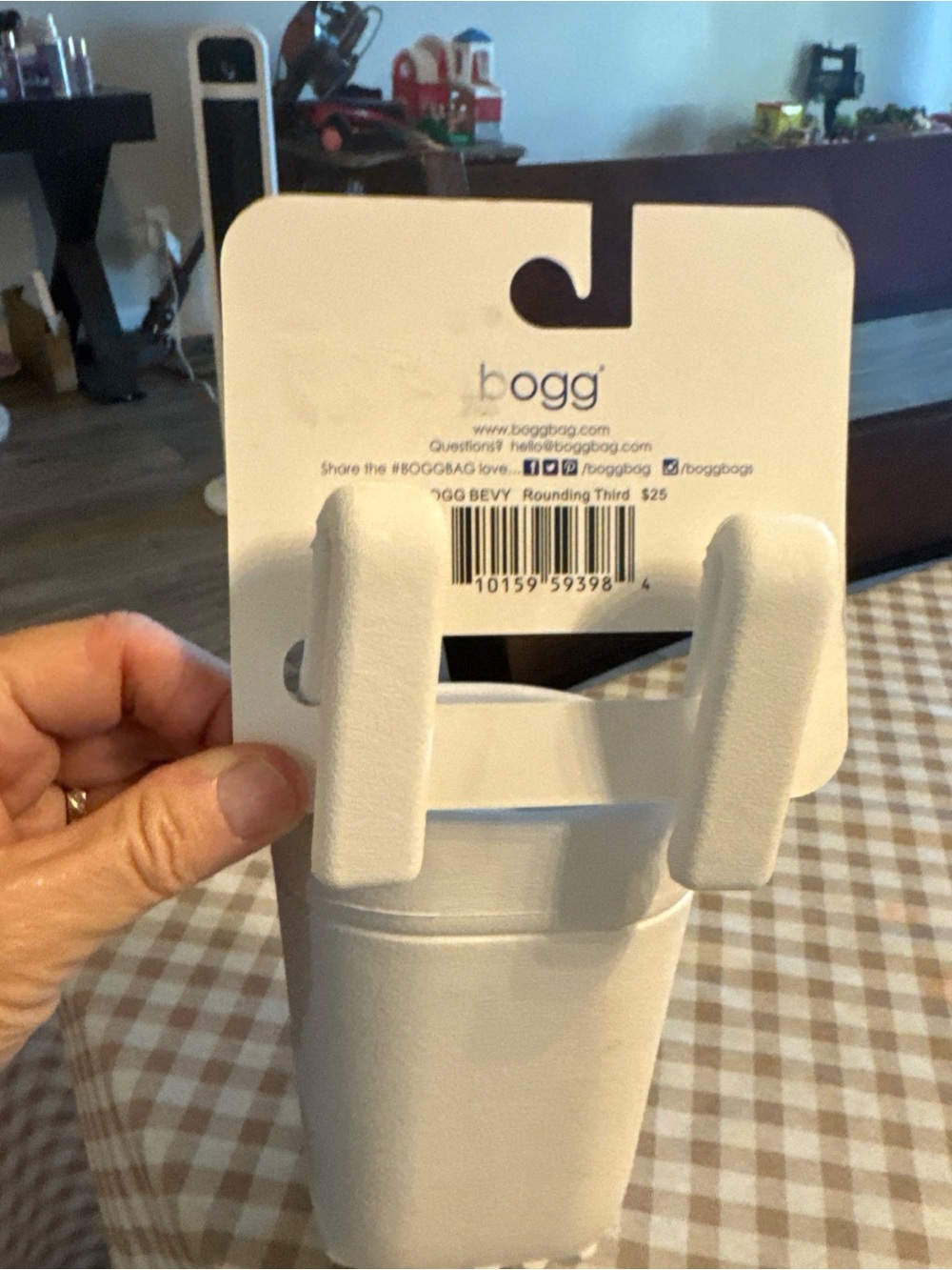 White Baseball Print Cup Holder Bogg - Picture 3 of 5